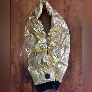 DKNY Gold Metallic Quilted Puffer Scarf - One Size